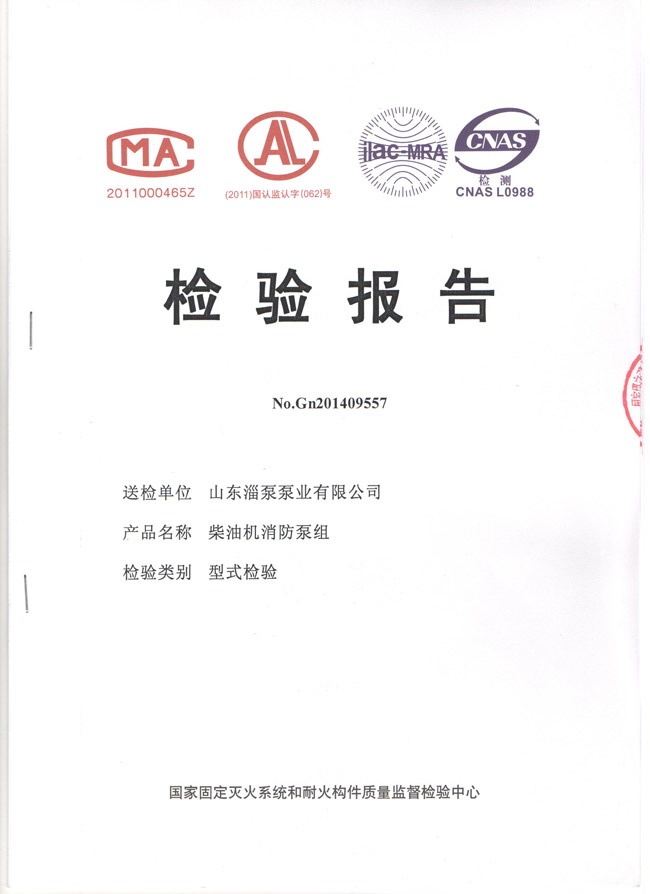消防泵（bèng）檢驗報告