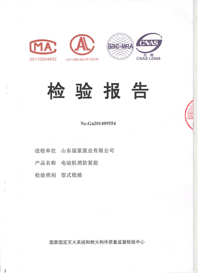 DL消防泵檢驗報告（gào）